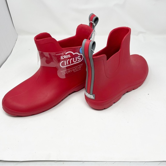 😻NWT Totes Cirrus Waterproof Ankle Rain Boots Red - Picture 8 of 8